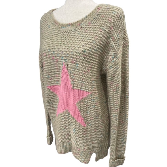 Dex Tan Acrylic Long Sleeve sweater Pink Star - Picture 2 of 8